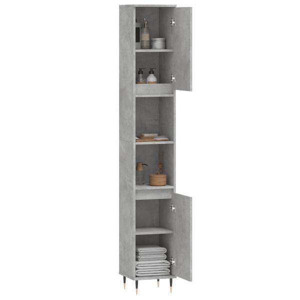 vidaXL Bathroom Cabinet Concrete Grey 30x30x190 cm Engineered Wood