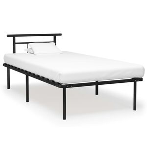 vidaXL Bed Frame without Mattress Black Metal 100x200cm