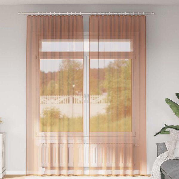 vidaXL Voile Curtains with Loops 2 pcs Terracotta 140x260 cm