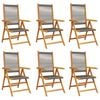 vidaXL Reclining Folding Chairs 6 pcs Grey Solid Wood Acacia