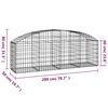 vidaXL Arched Gabion Basket 200x50x60/80 cm Galvanised Iron