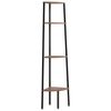 vidaXL Corner Shelf | Dark Brown and Black | Engineered Wood, Steel