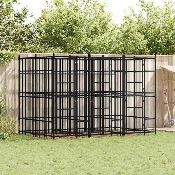 vidaXL Outdoor Dog Kennel Steel 5.53 m&sup2;