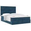 vidaXL Ottoman Bed with Mattresses Dark Blue 140x190cm Velvet