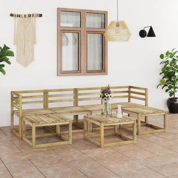 vidaXL 7 Piece Garden Lounge Set Green Impregnated Pinewood
