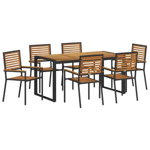 vidaXL Garden Dining Set 7 pcs Black and Brown Poly Rattan