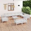 vidaXL 13 Piece Garden Lounge Set Solid Wood Pine White