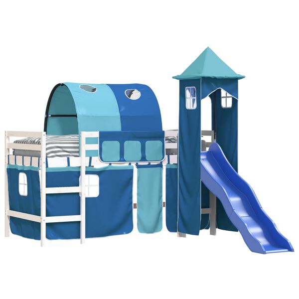 vidaXL Kids' Loft Bed with Tower without Mattress Blue 90x190 cm Single