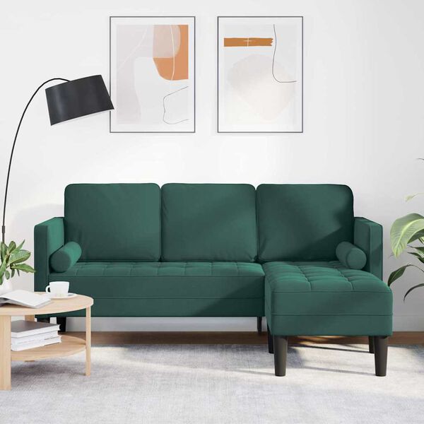 vidaXL Sofa Set with Cushion Dark Green 173 x 131 x 67 cm Polyester