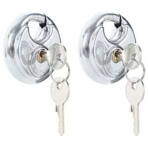 vidaXL Discus Locks with Keys 6 pcs Silver 6 x 2.3 x 6 cm