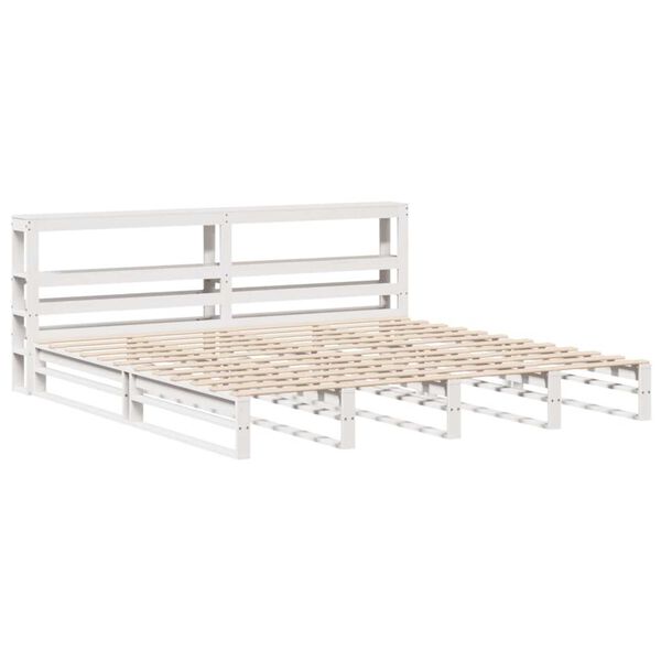 vidaXL Bed Frame without Mattress White 180x200 cm Super King Solid Wood Pine