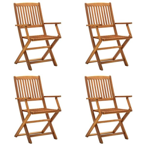 vidaXL Folding Outdoor Chairs 4 pcs Solid Acacia Wood