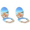 vidaXL WC Toilet Seats 2 pcs with Soft Close Lids MDF Muschel Design
