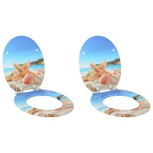 vidaXL Soft-Close Toilet Seat 2 pcs Sea Muschel 44 x 38 cm MDF board