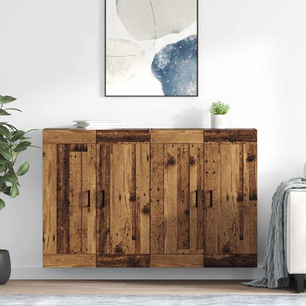 vidaXL Wall-mounted Cabinet 2 pcs Old Wood 69.5 x 34 x 90 cm