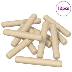 vidaXL Wooden Dowels 12 pcs Brown &Oslash;8 x 50 mm Solid wood