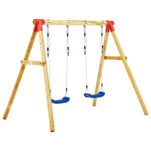 vidaXL Swing | Brown and blue | Pinewood and plastic | Large | Height-Adjustable