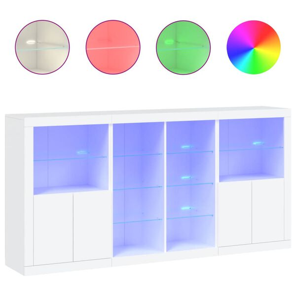 vidaXL Sideboard with LED Lights White 202x37x100 cm