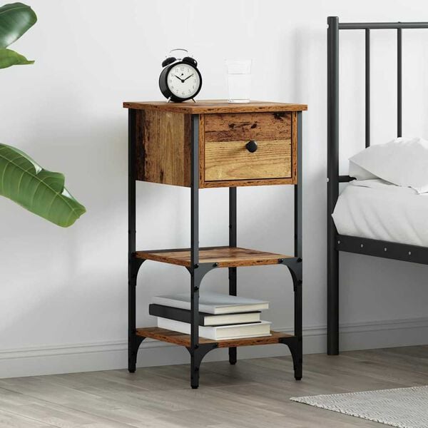 vidaXL Bedside Cabinet Brown 33.5 x 36 x 70 cm Solid Reclaim Wood
