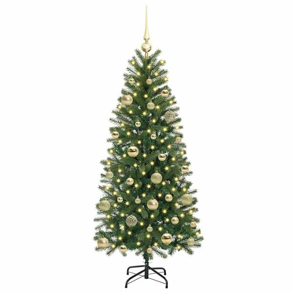 vidaXL Artificial Christmas Tree with 150 LEDs Green 150 cm PE and PVC
