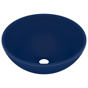vidaXL Luxury Bathroom Basin Round Matt Dark Blue 32.5x14 cm Ceramic