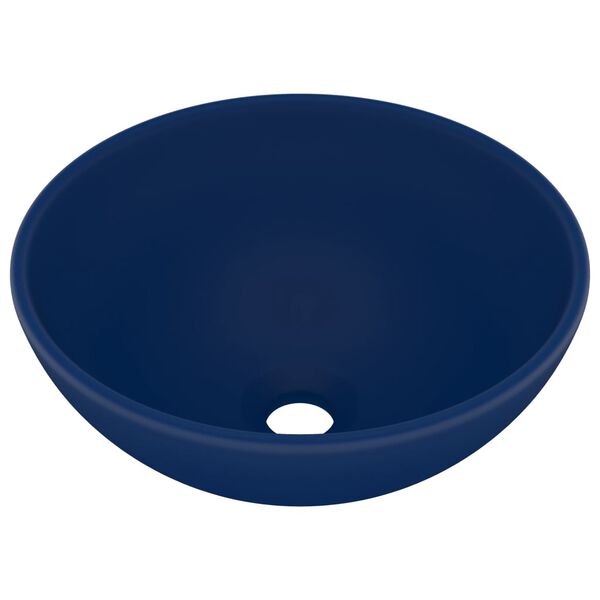 vidaXL Luxury Bathroom Basin Round Matt Dark Blue 32.5x14 cm Ceramic