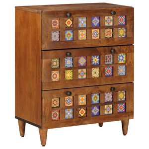 vidaXL Sideboard Walnut 60 x 33.5 x 75 cm Solid Mango Wood