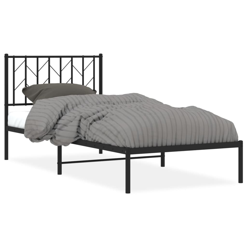 vidaXL Metal Bed Frame without Mattress with Headboard Black 90x190cm