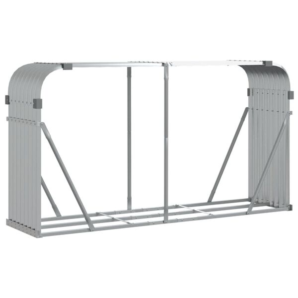 vidaXL Log Holder Silver 180x45x100 cm Galvanised Steel