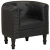 vidaXL Tub Chair Black Real Leather