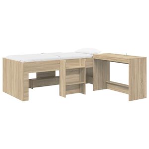 vidaXL Kids'High Bed Frame with Desk 2 pcs Sonoma Oak Engineered Wood