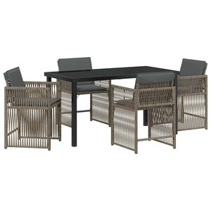 vidaXL Garden Dining Set 5 pcs Grey Poly Rattan