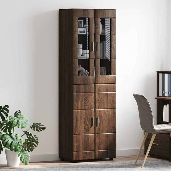vidaXL Highboard FLORIN Brown Oak 60 x 35 x 182 cm Engineered Wood