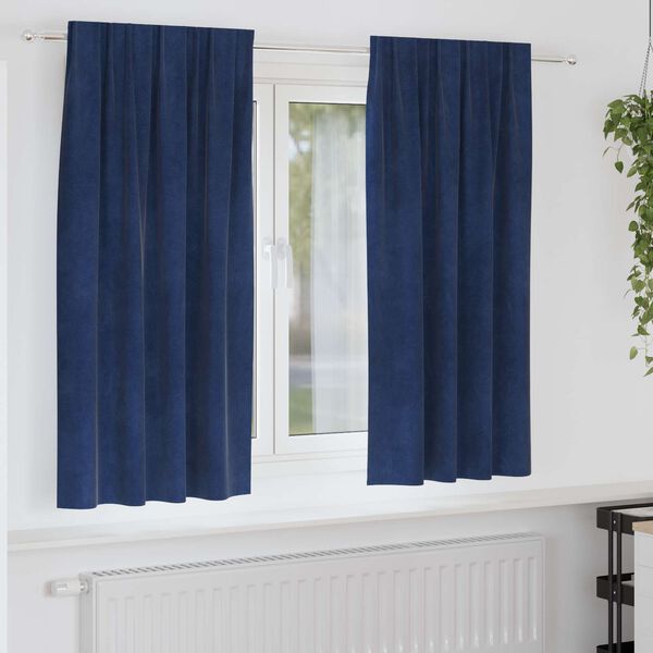 vidaXL Blackout Curtains 2 pcs Dark Blue 140 x 175 cm Velvet
