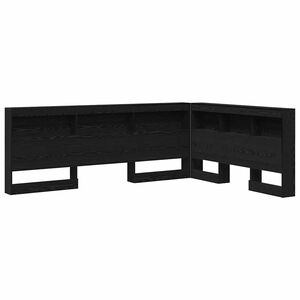 vidaXL Storage Headboard with Shelf Black Oak 160 cm Engineered Wood