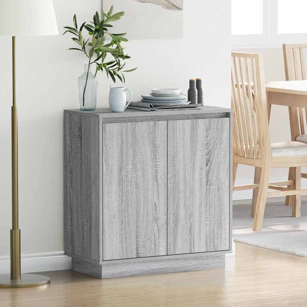 vidaXL LED Sideboard Grey Sonoma 71 x 34.5 x 75 cm Engineered Wood