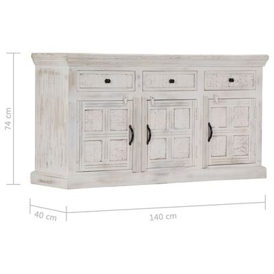 vidaXL Sideboard White 140x40x74 cm Solid Mango Wood