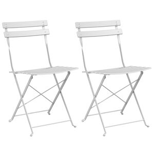 vidaXL Garden Folding Chair Folding 2 pcs White 42 x 46 x 82cm Steel