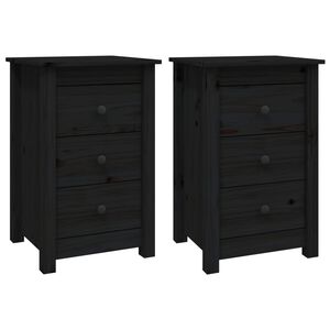 vidaXL Bedside Cabinets 2 pcs Black 40x35x61.5 cm Solid Wood Pine