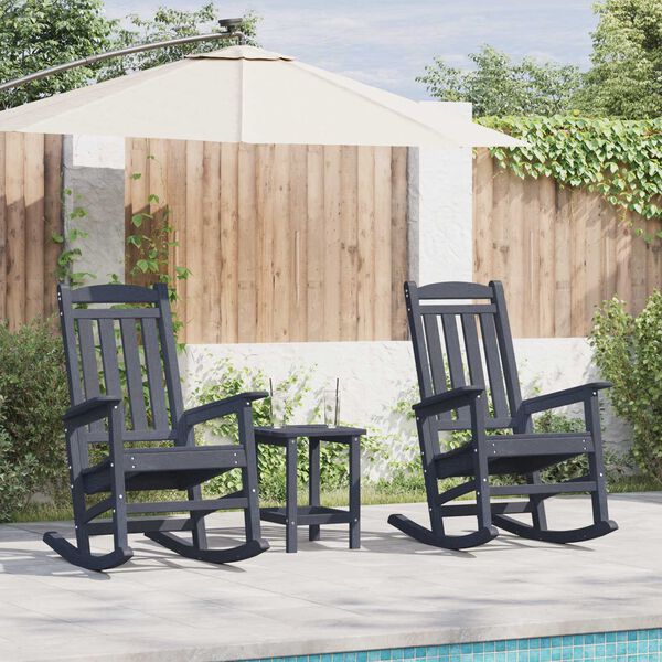 vidaXL Garden Rocking Chair 2 pcs Navy 70 x 92 x 108cm Plastic