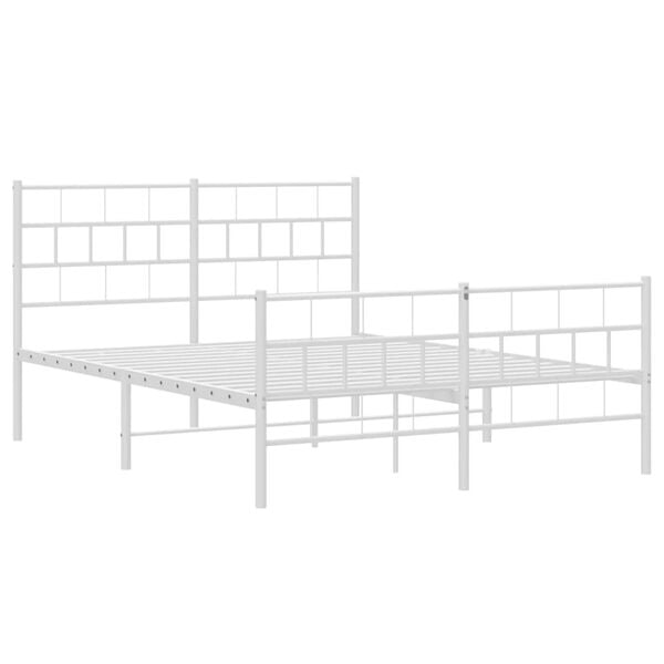 vidaXL Metal Bed Frame without Mattress with Footboard White 140x200cm