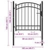 vidaXL Fence Gate with Arched Top Steel 100x86 cm Black