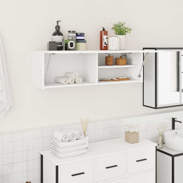 vidaXL Bathroom Wall Cabinet White 100x25x30 cm Engineered Wood