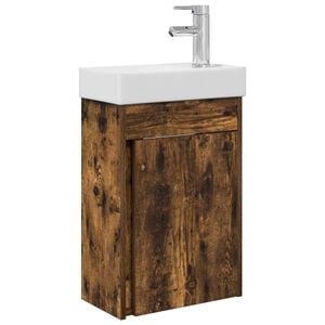 vidaXL Bathroom Vanity Unit with Tap Smoked Oak 40.5 x 22.5 x 62 cm