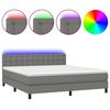 vidaXL Box Spring Bed with Mattress&LED Dark Grey 160x200cm Fabric