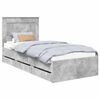 vidaXL Bed Frame with Drawer Concrete Grey 90 x 190 cm Engineer Wood