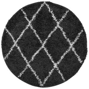 vidaXL Shaggy Rug PAMPLONA High Pile Modern Black and Cream &Oslash; 160 cm