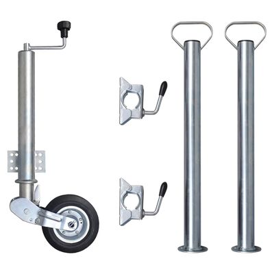 vidaXL Folding Jockey Wheel 60 mm with 2 Support Tubes and 2 Split Clamps