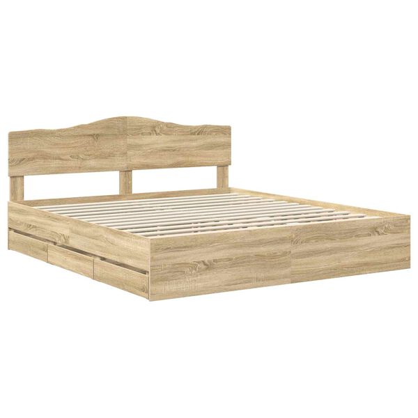 vidaXL Bed Frame with Drawer Sonoma Oak 180 x 200 cm Engineer Wood