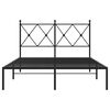 vidaXL Metal Bed Frame without Mattress with Headboard Black 120x200cm